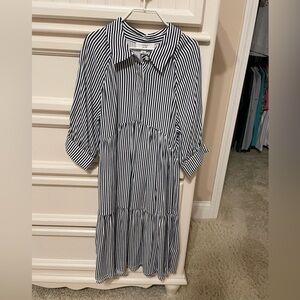 A loves A navy white stripe dress girls large nwt